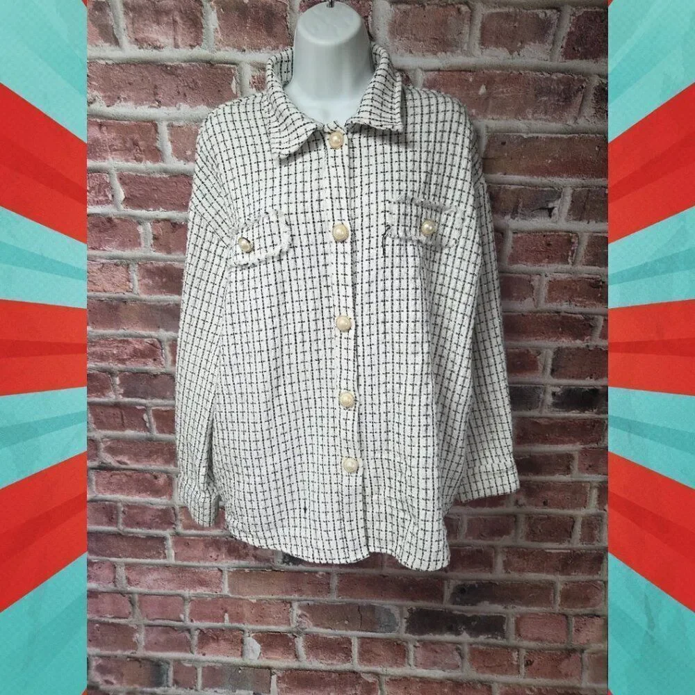 Andree by Unit Button Down Shirt | Women’s Medium | Black & White Collared